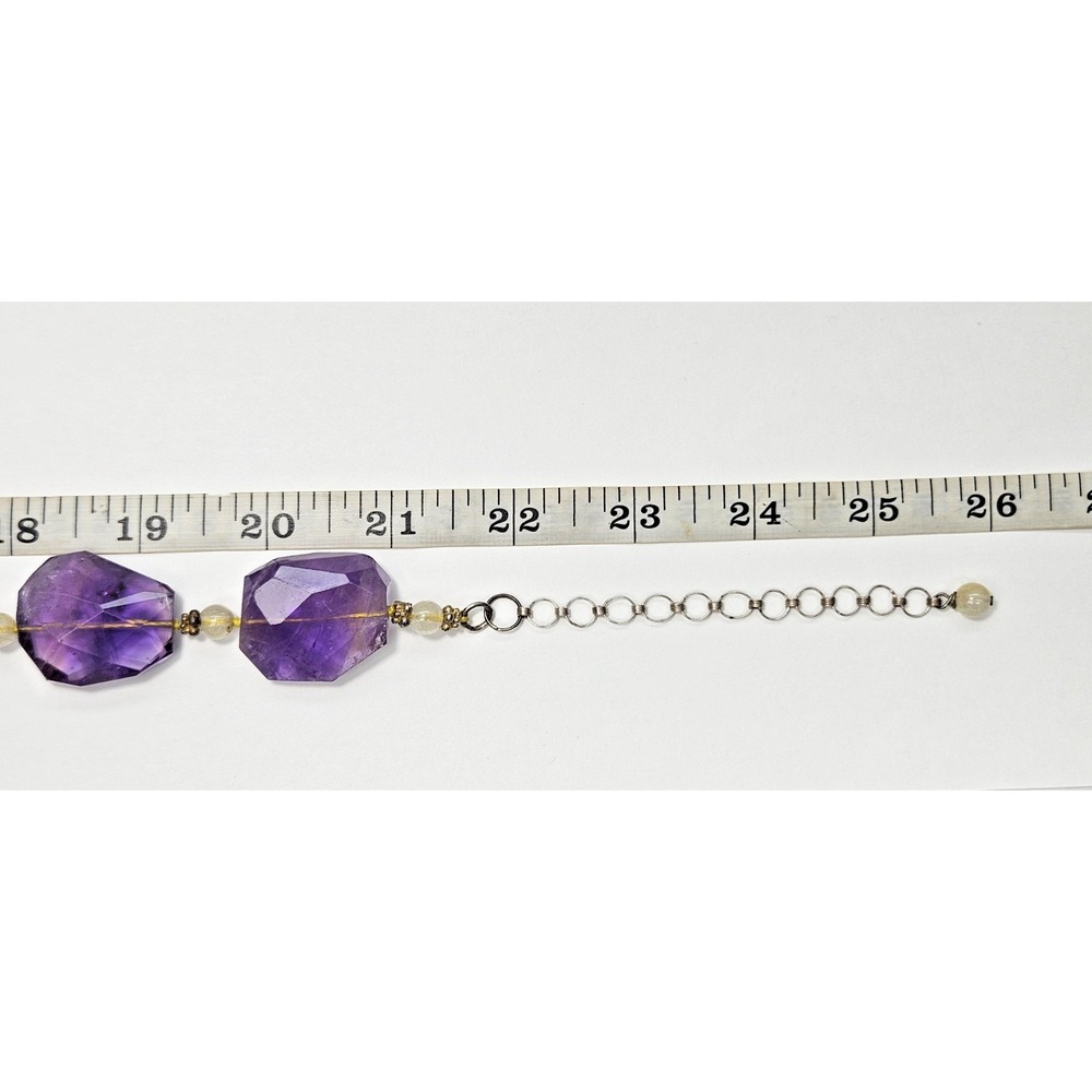 Natural Faceted Ametrine Amethyst Citrine Necklace Sterling Silver Statement 24" - Picture 17 of 17